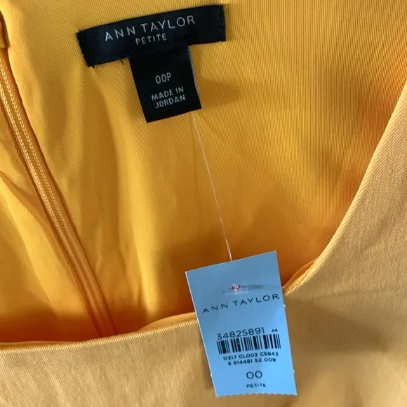 Ann Taylor sz 00P Elegant Yellow Dress NWT - Picture 2 of 5
